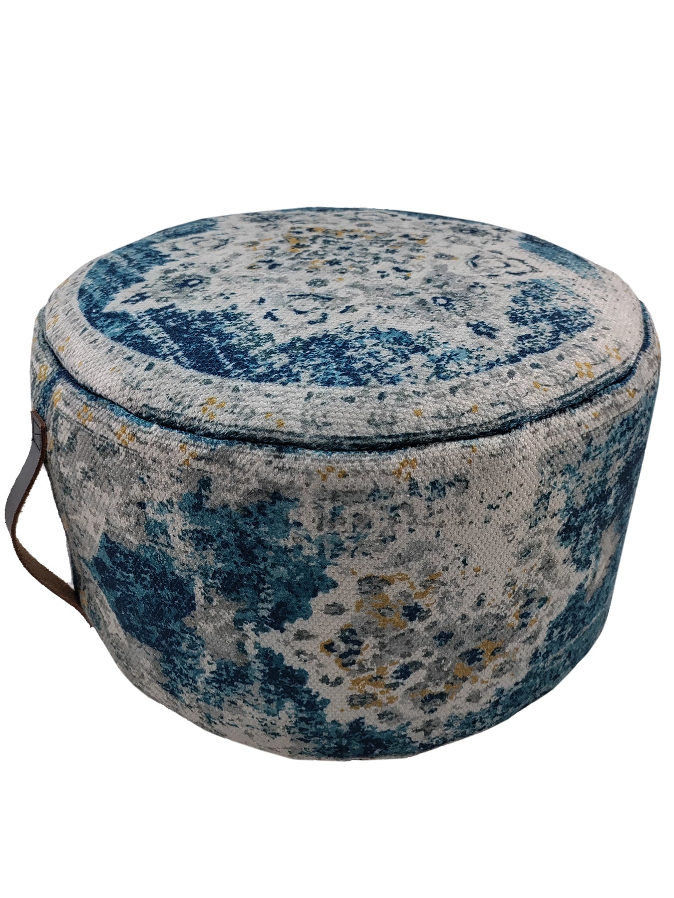 Multi Color Pouf With Leather Handle PF-079