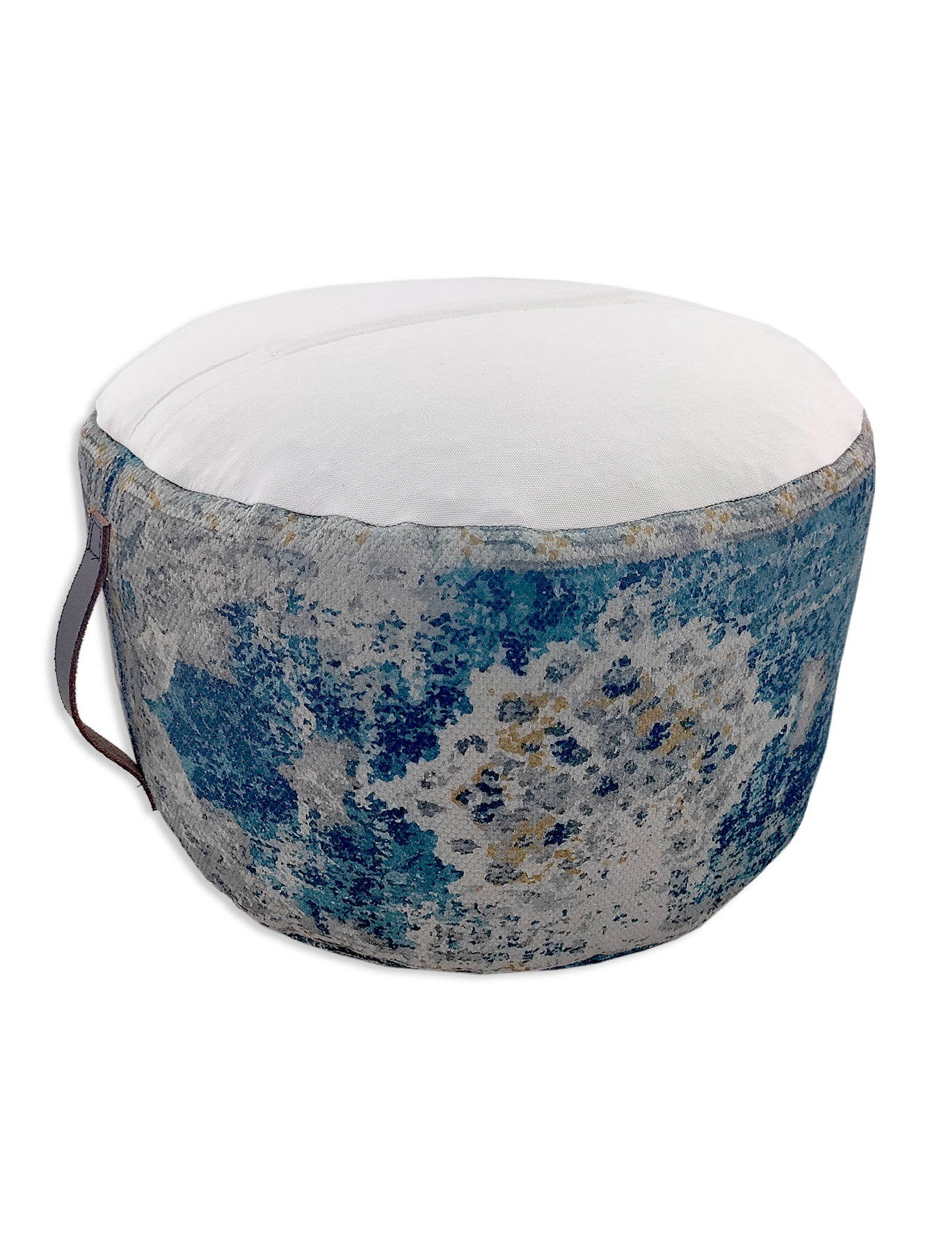 Multi Color Pouf With Leather Handle PF-079