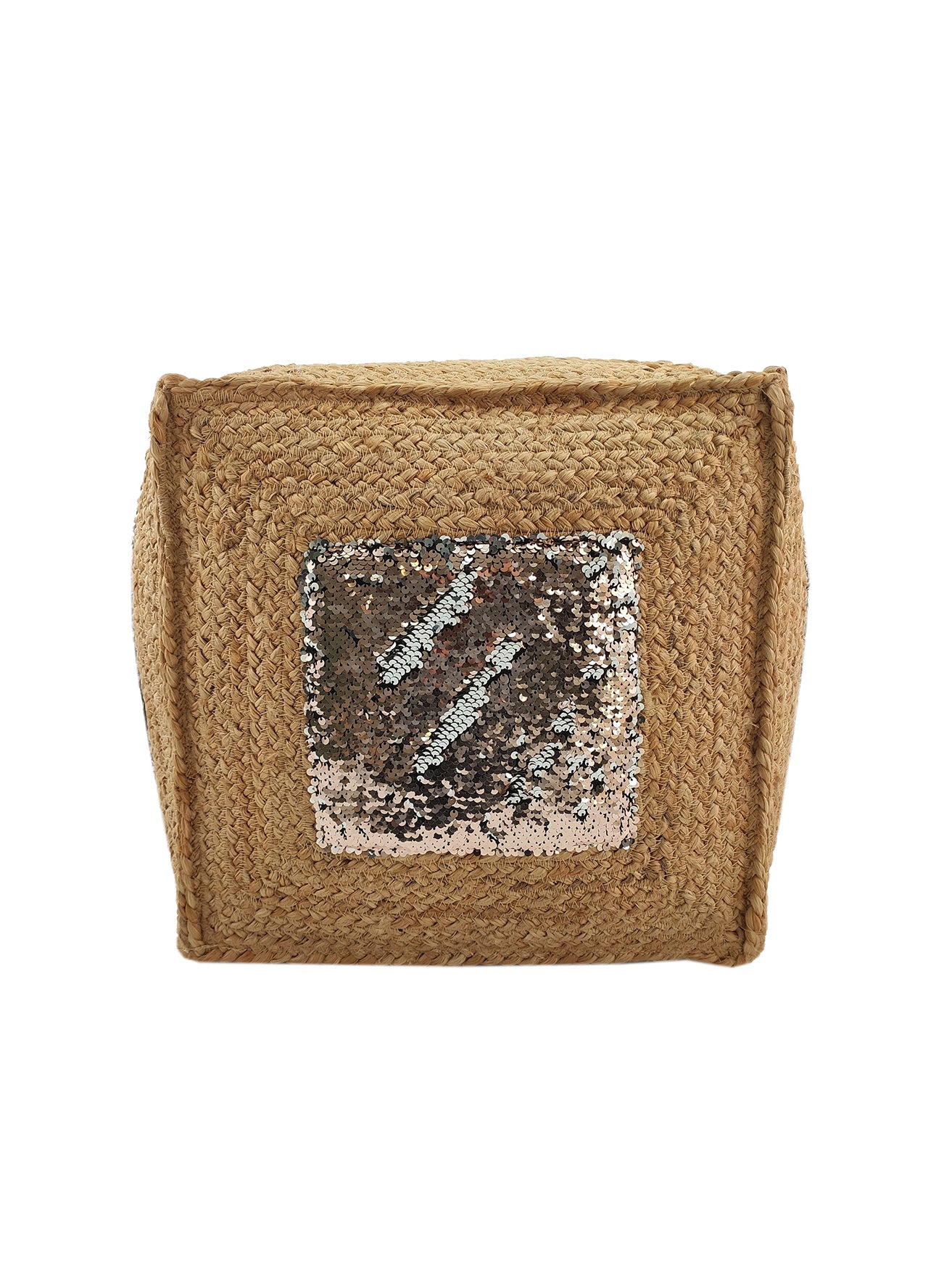 Jute And Sequence Pouf PF-097