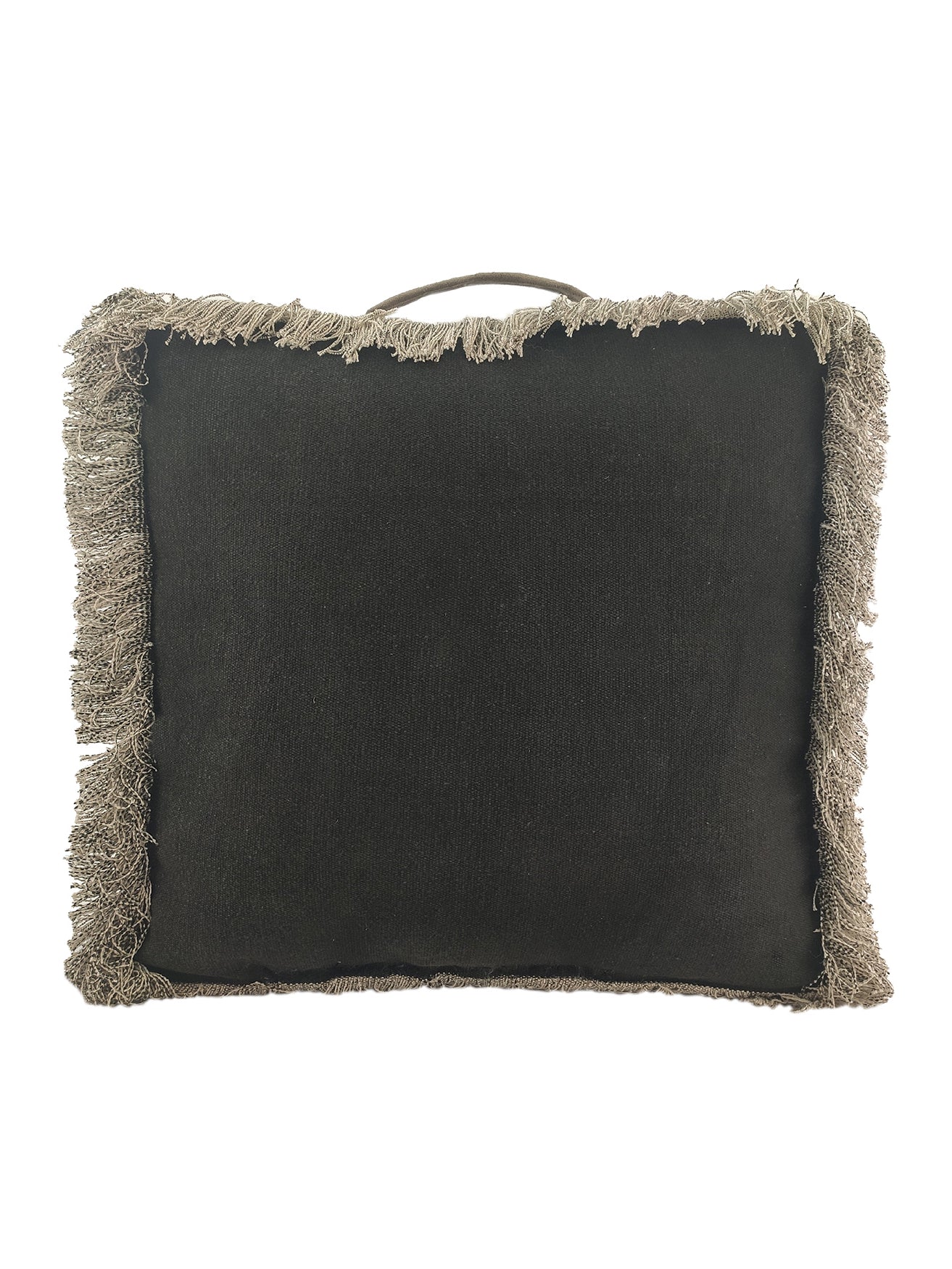 100% Cotton Pouf With Leather Handle