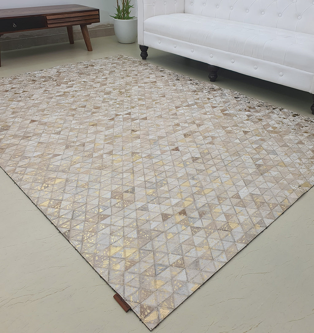 Amazing Grey&Tan Color Playroom Leather Rug - LR 006