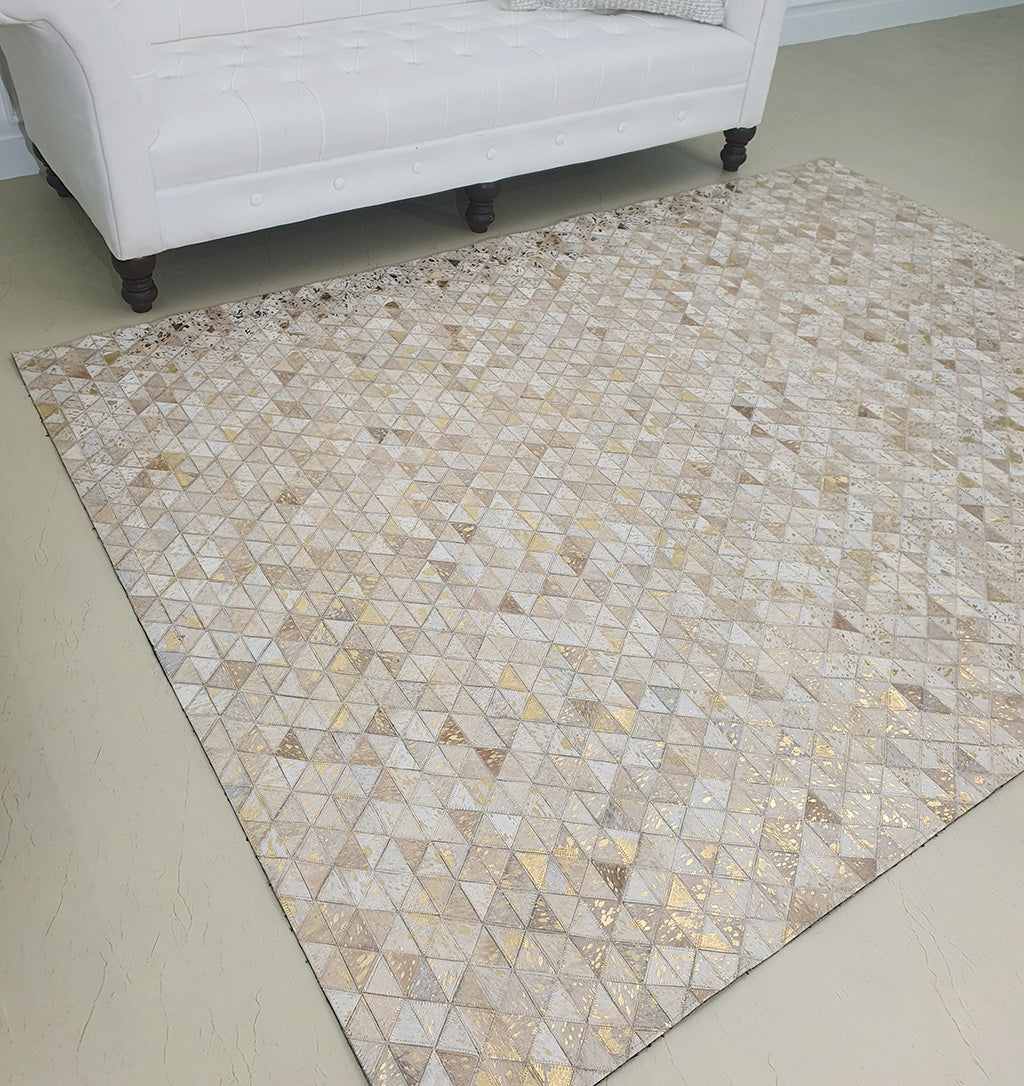 Amazing Grey&Tan Color Playroom Leather Rug - LR 006