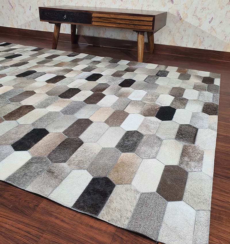 Handmade Multicolor Leather Rug LR-011