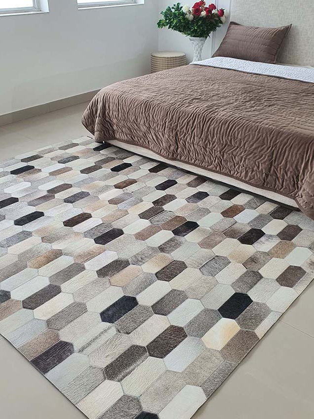 Handmade Multicolor Leather Rug LR-011