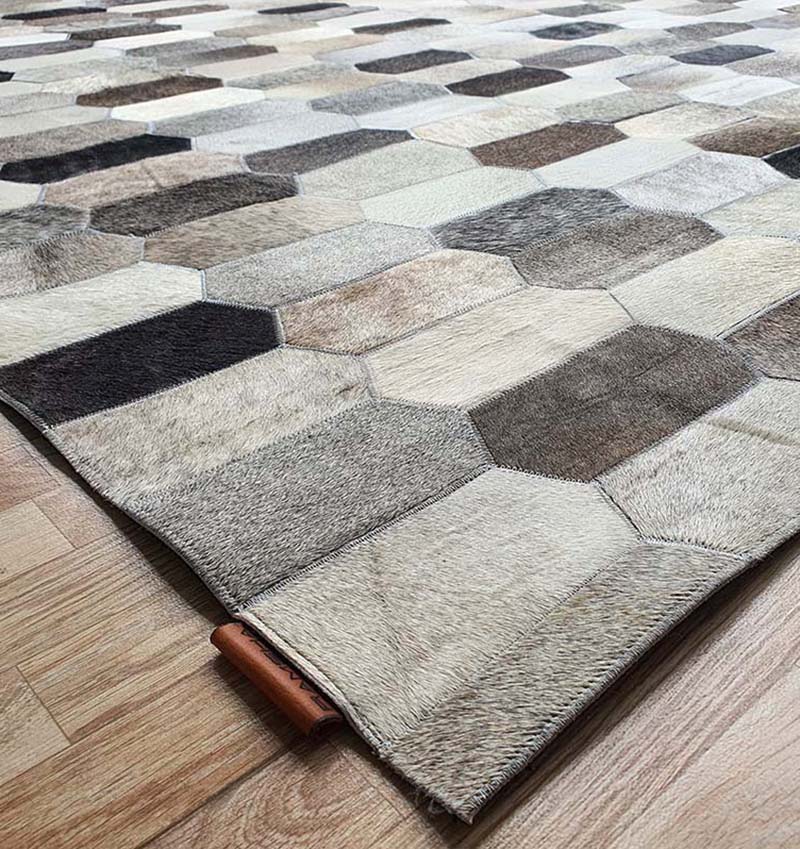 Handmade Multicolor Leather Rug LR-011