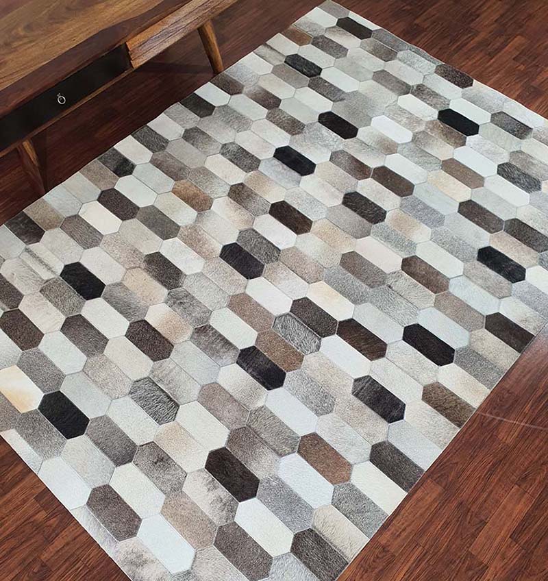 Handmade Multicolor Leather Rug LR-011