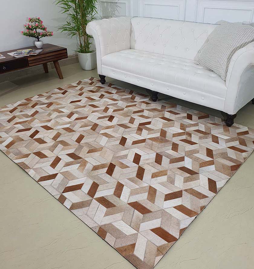 Handmade Multicolor Leather Rug for Living room LR-012