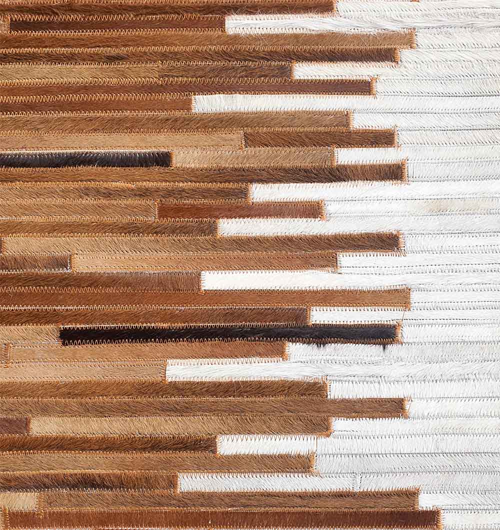 Handmade leather rug LR-014 in multicolor design adding elegance to a cozy modern living room interior