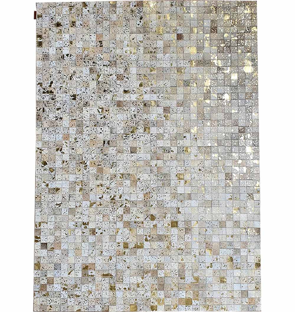 Handmade multicolor leather rug LR-015 for home decor, featuring vibrant patchwork design and artisanal craftsmanship