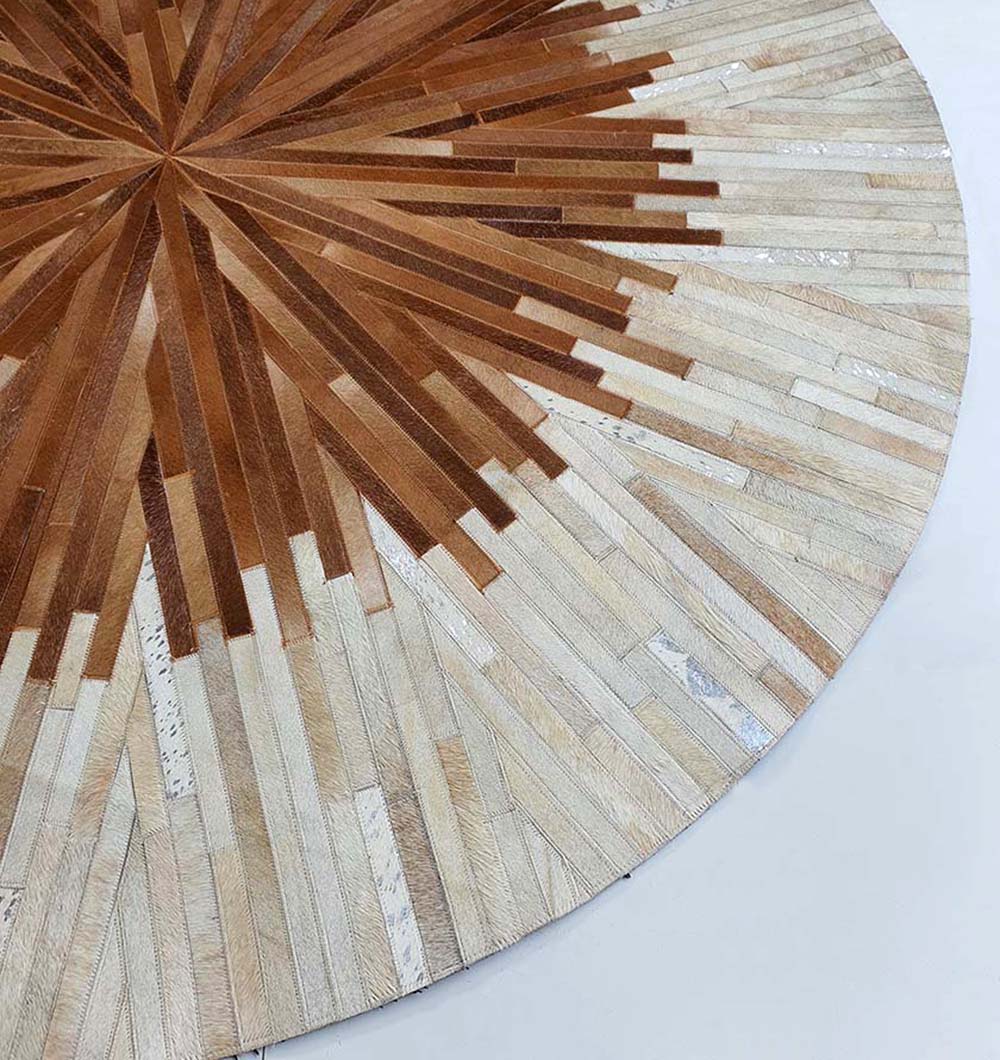 Handmade Multicolor Leather Round Rug LR-016