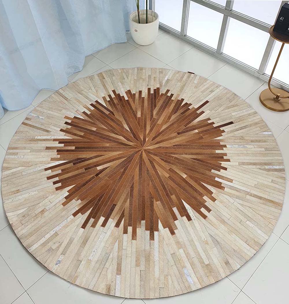 Handmade Multicolor Leather Round Rug LR-016