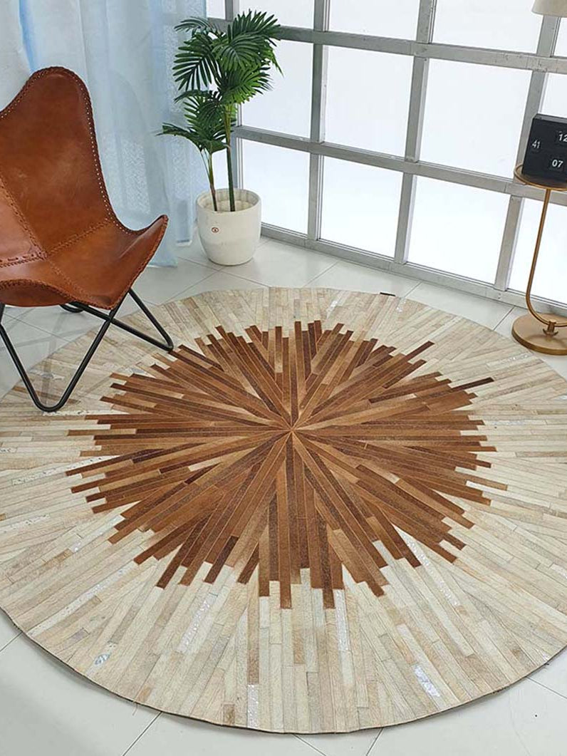 Handmade Multicolor Leather Round Rug LR-016