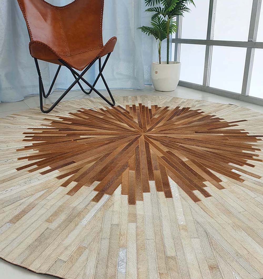 Handmade Multicolor Leather Round Rug LR-016