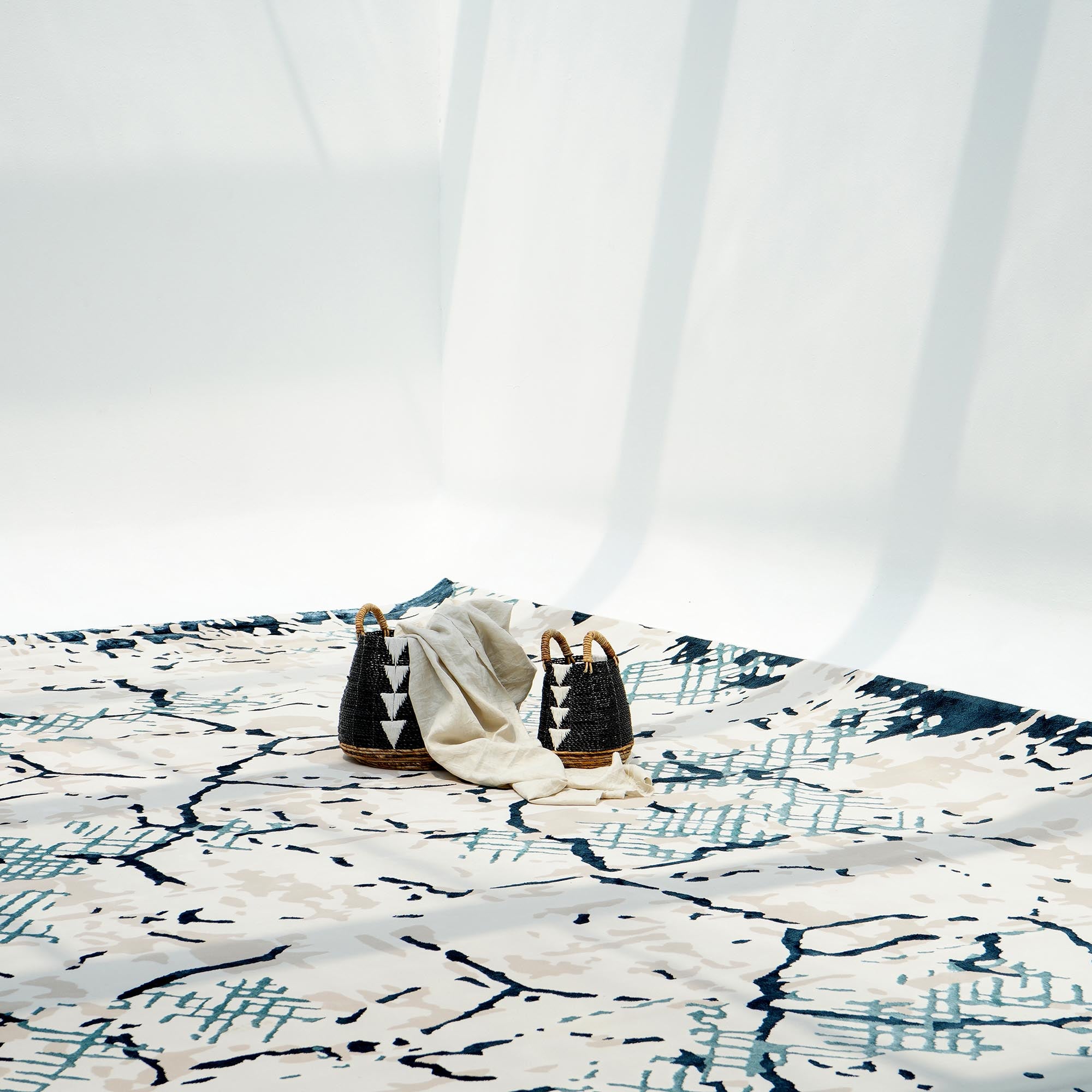 Polyester Decor Cream Colored Geometry Turkish Carpet MZ53A MM-110