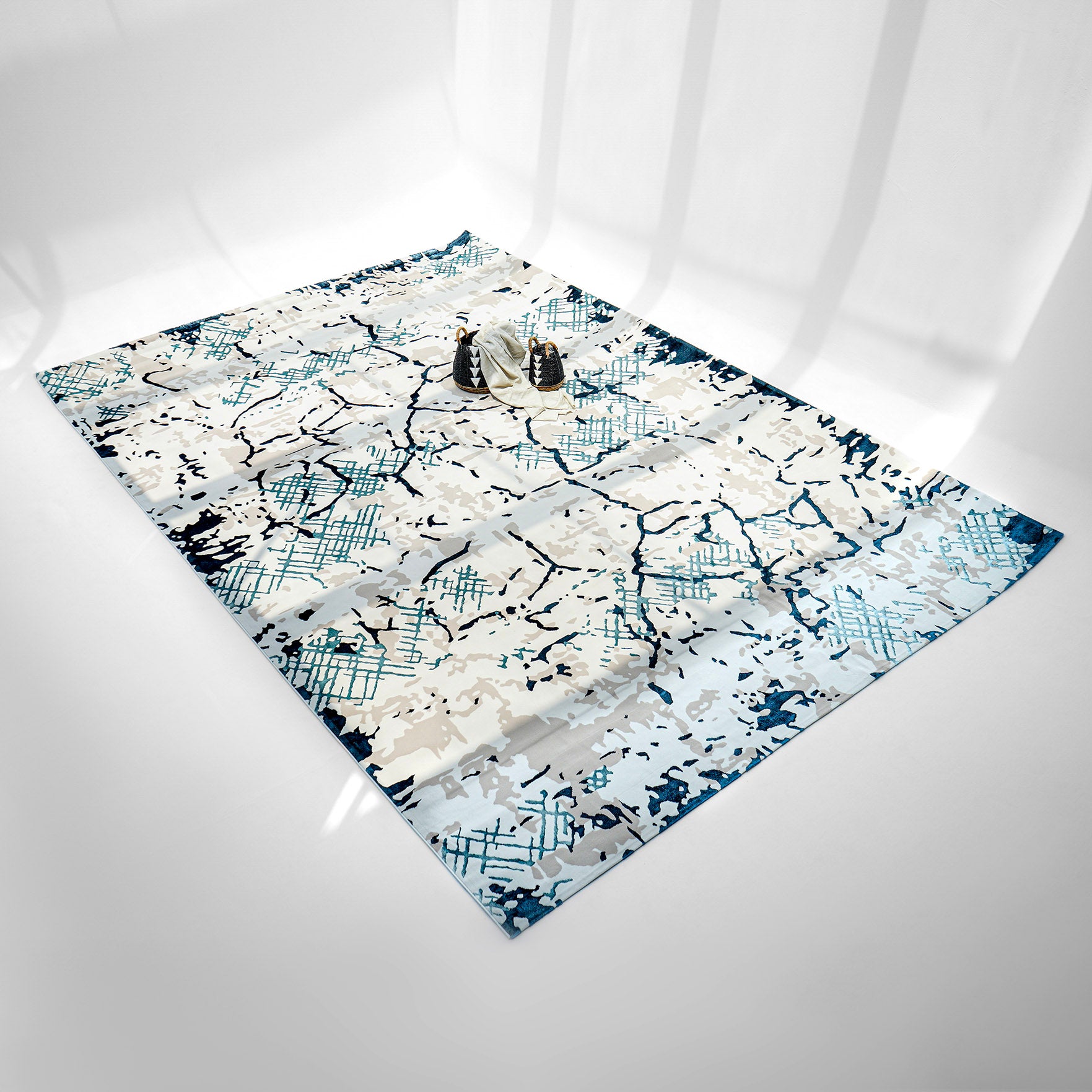 Polyester Decor Cream Colored Geometry Turkish Carpet MZ53A MM-110