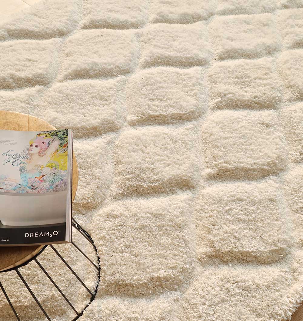 Close-up highlighting the quality and durability of the polyester material in the rectangular rug's texture.