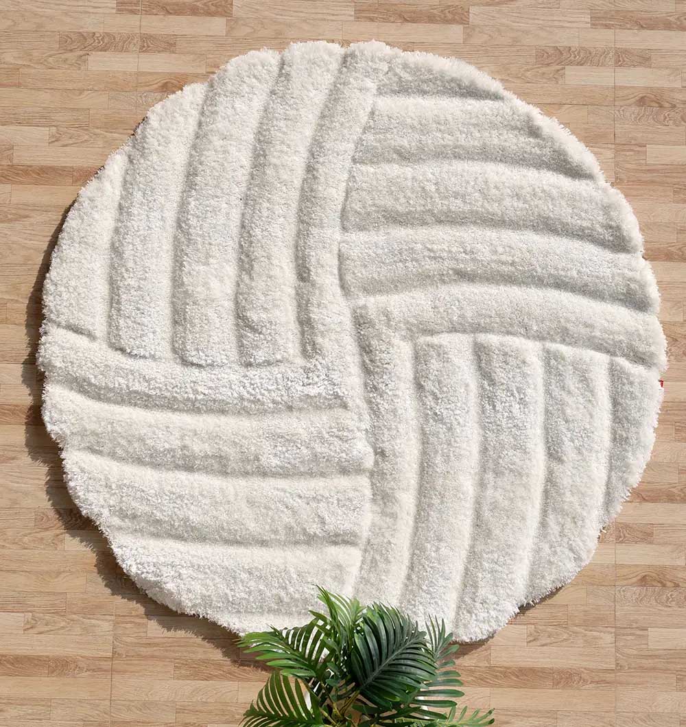 Top-down view showcasing the full round shape, adding a touch of sophistication and elegance to the floor.