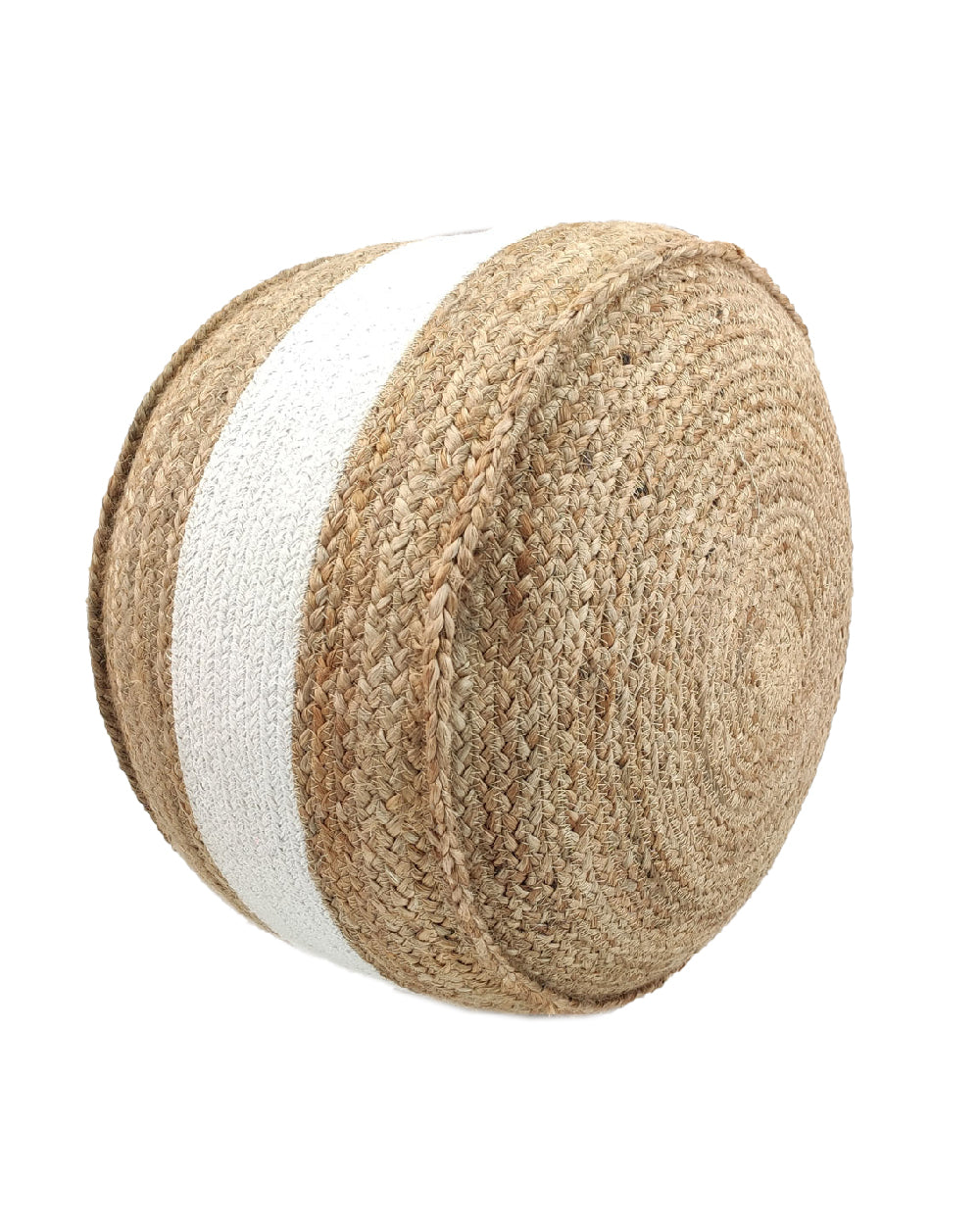 Bold Two-Tone Design: Boasting a bold two-tone design in natural and white colors, this pouf adds a modern and eye-catching element to any room, making it a striking accent piece