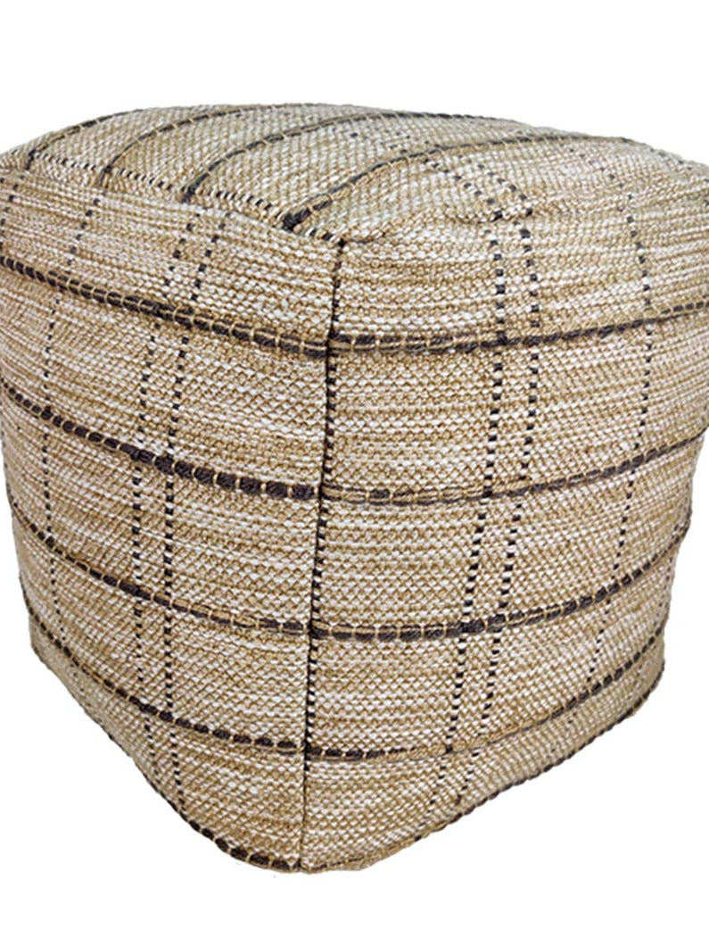 Colorful woven polyester pouf PF-108 with modern design, ideal for stylish living room seating