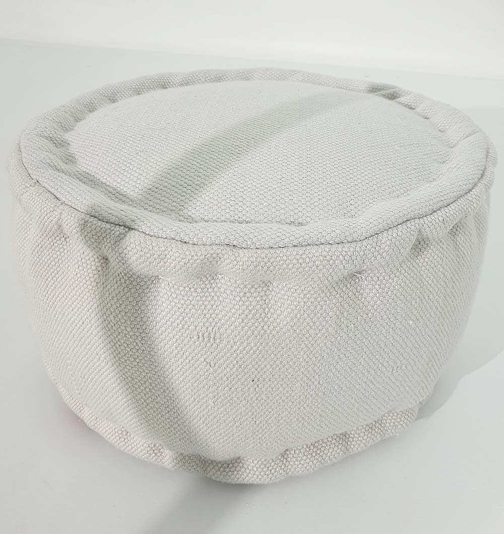 PF-142 woven polyester pouf with handle — durable handmade ottoman for modern living room decor