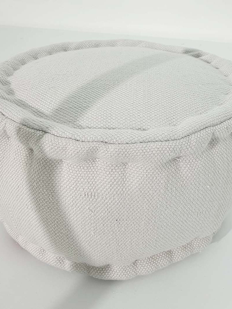 PF-142 woven polyester pouf with handle — durable handmade ottoman for modern living room decor