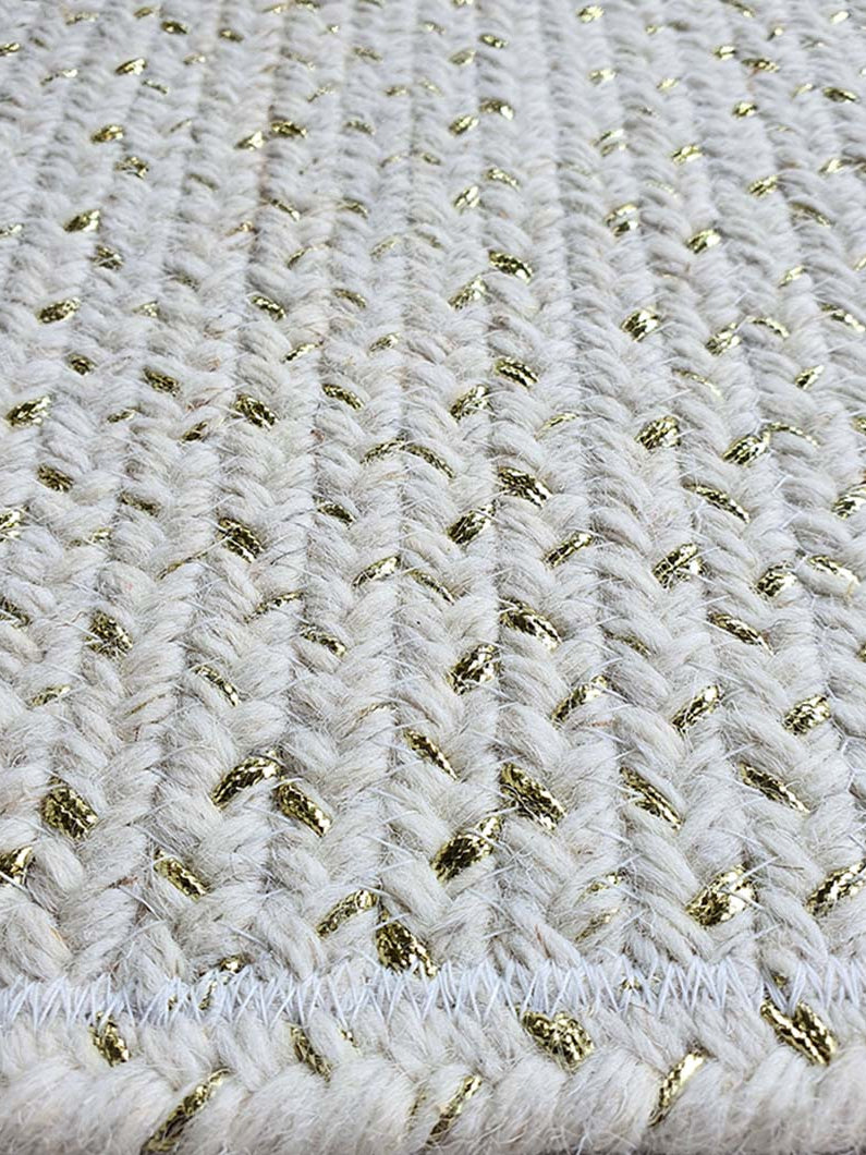 Braided Rug Natural White & Gold Color For Home Decoration BR-045