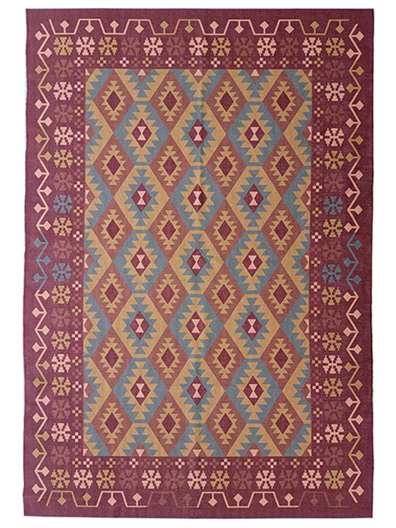 Multi Color Digital Printed Rug Maroon Rug DD-018