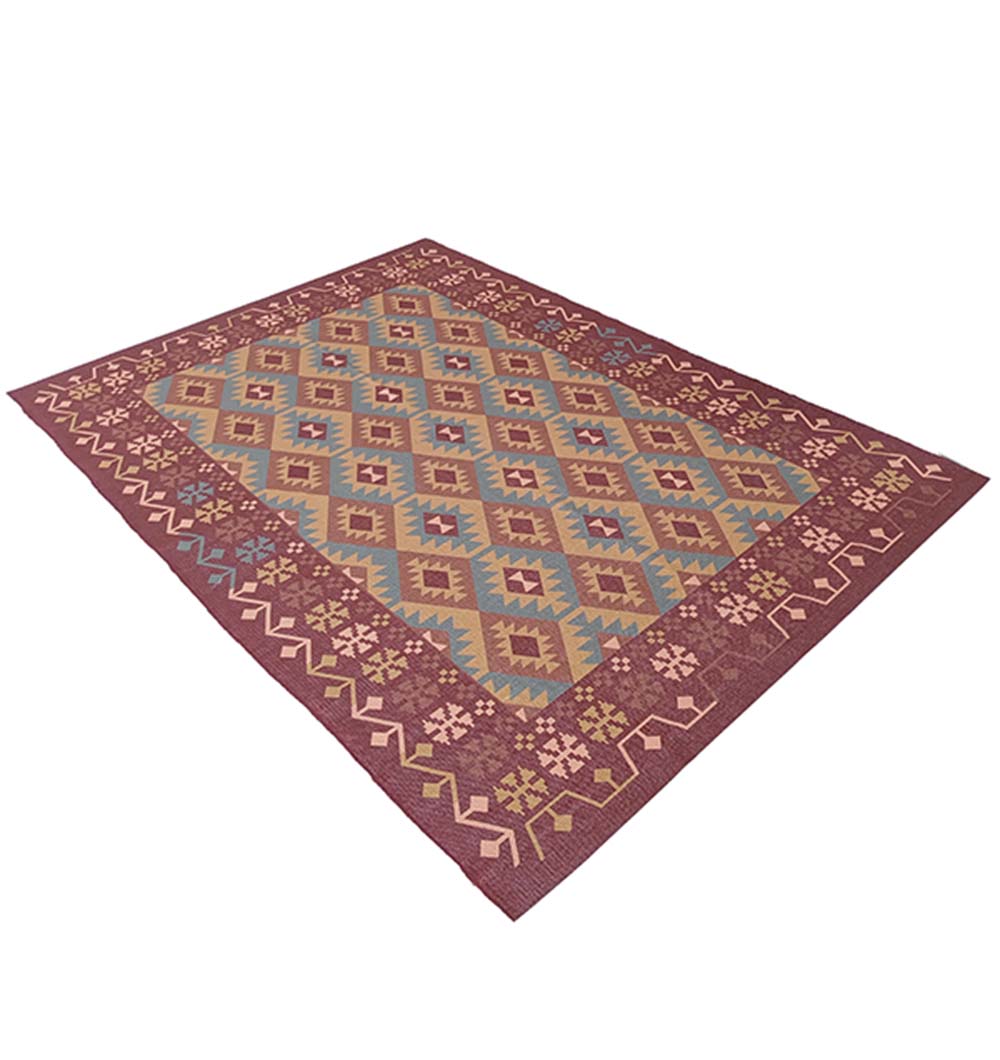 Multi Color Digital Printed Rug Maroon Rug DD-018