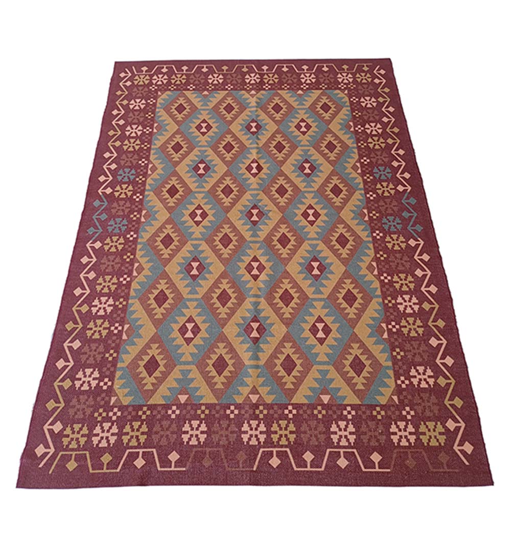 Multi Color Digital Printed Rug Maroon Rug DD-018