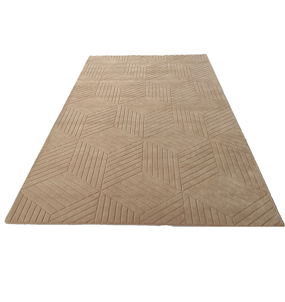 Hand Tufted Beige Wool & Cotton Carpet HTW-38