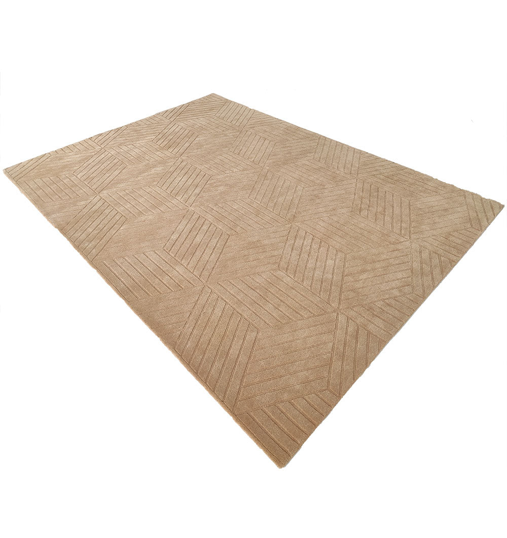 Hand Tufted Beige Wool & Cotton Carpet HTW-38