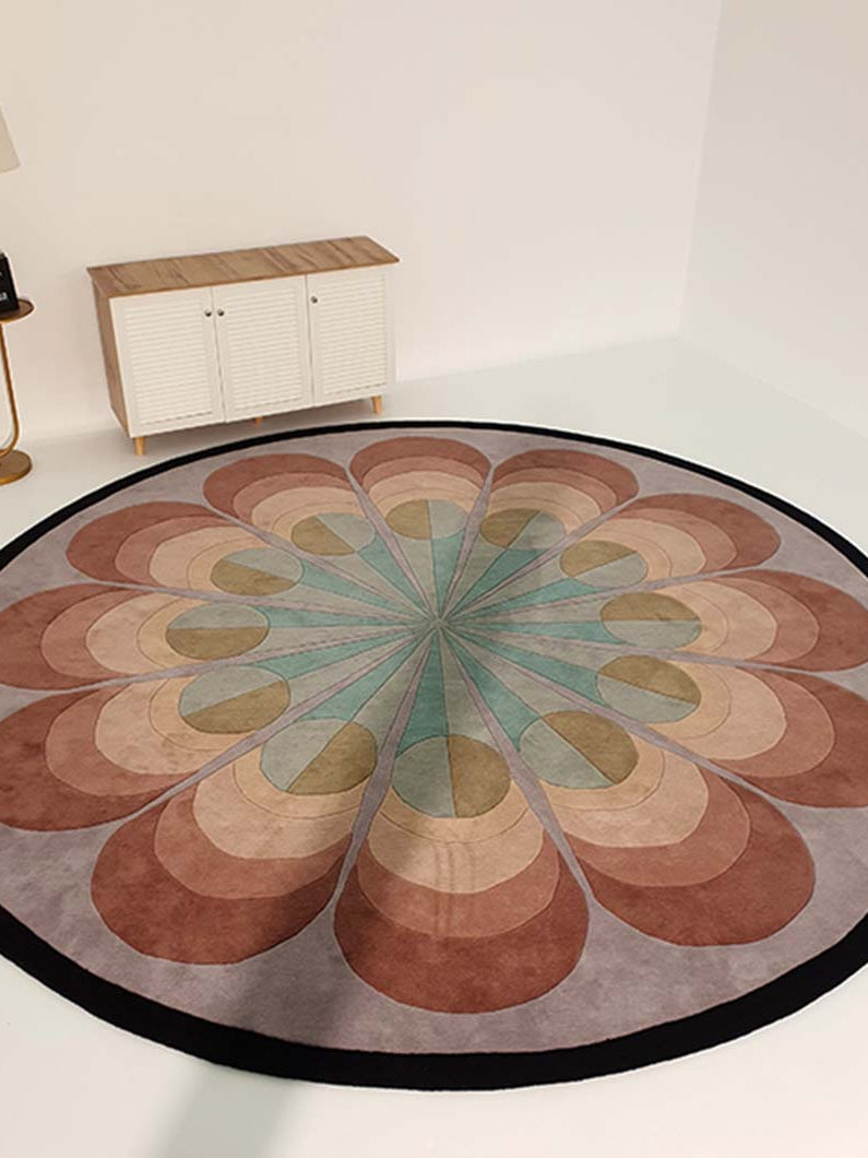 Round Handmade Multicolor Carpet For Home Decor HTW-54