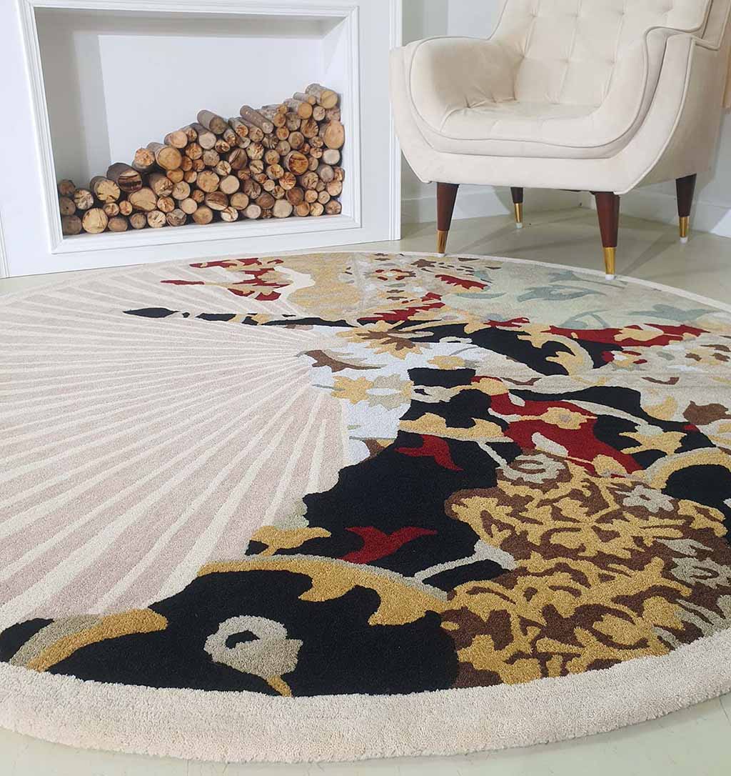 Round multi area rug 200 cm hand-tufted living room rug HTW-73