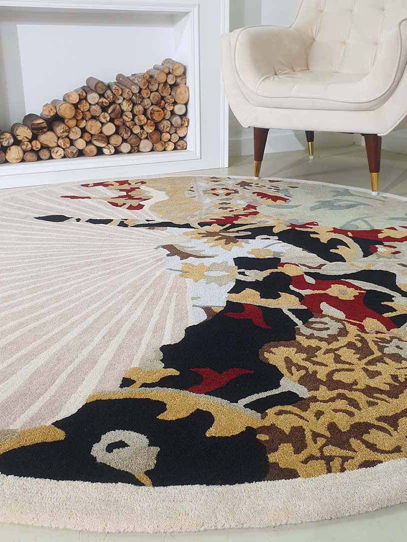 Round multi area rug 200 cm hand-tufted living room rug HTW-73