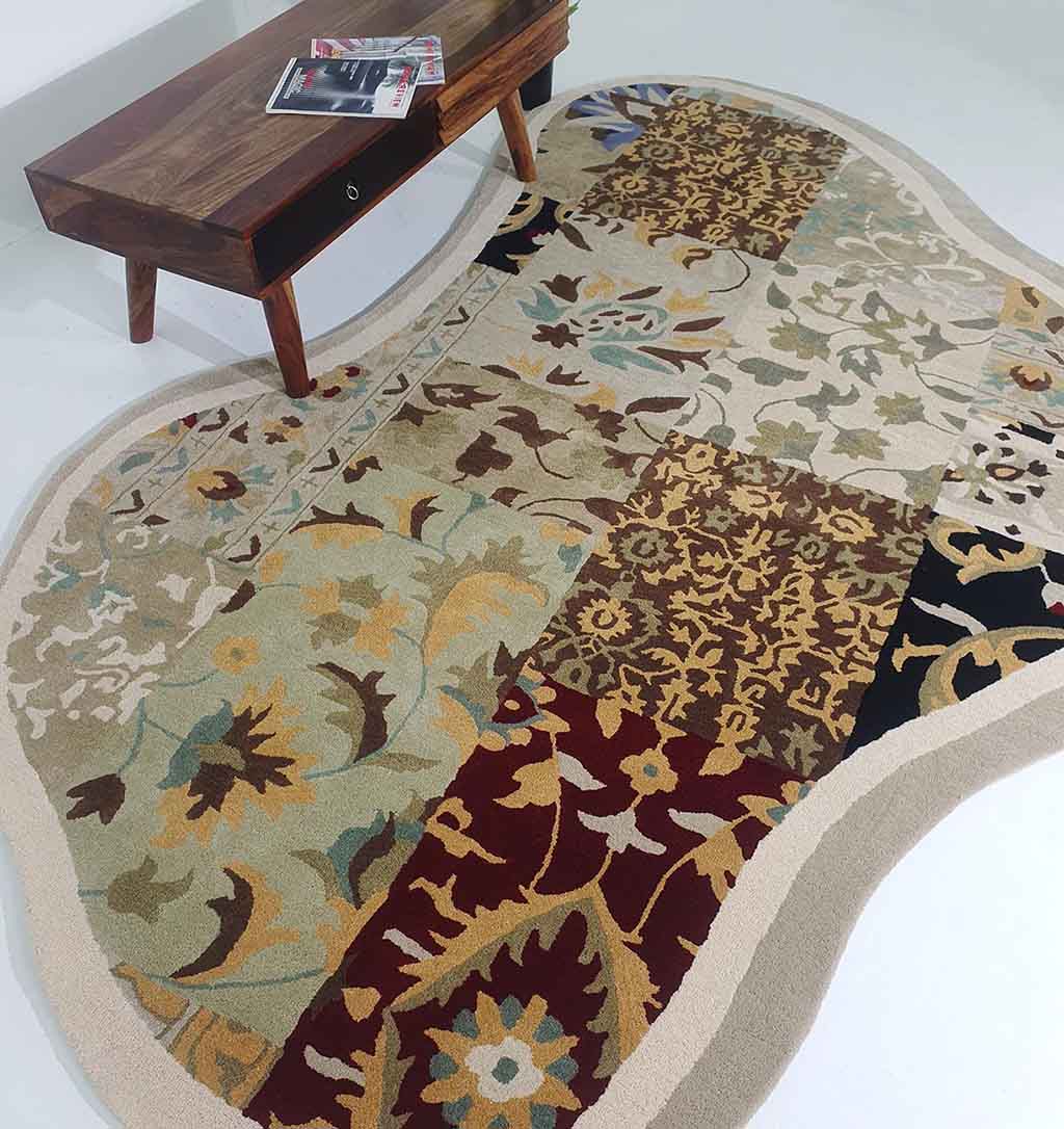 Modern unshaped handmade floor rug multi color 200X300cm HTW-74