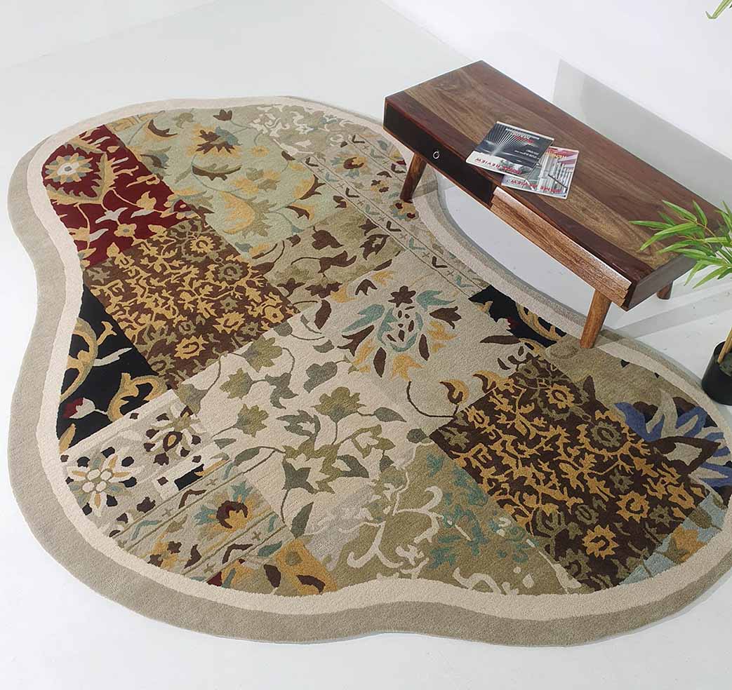 Modern unshaped handmade floor rug multi color 200X300cm HTW-74