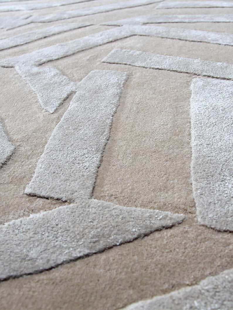 Light Beige & Light Grey Colored Floor Rug HTWV-11