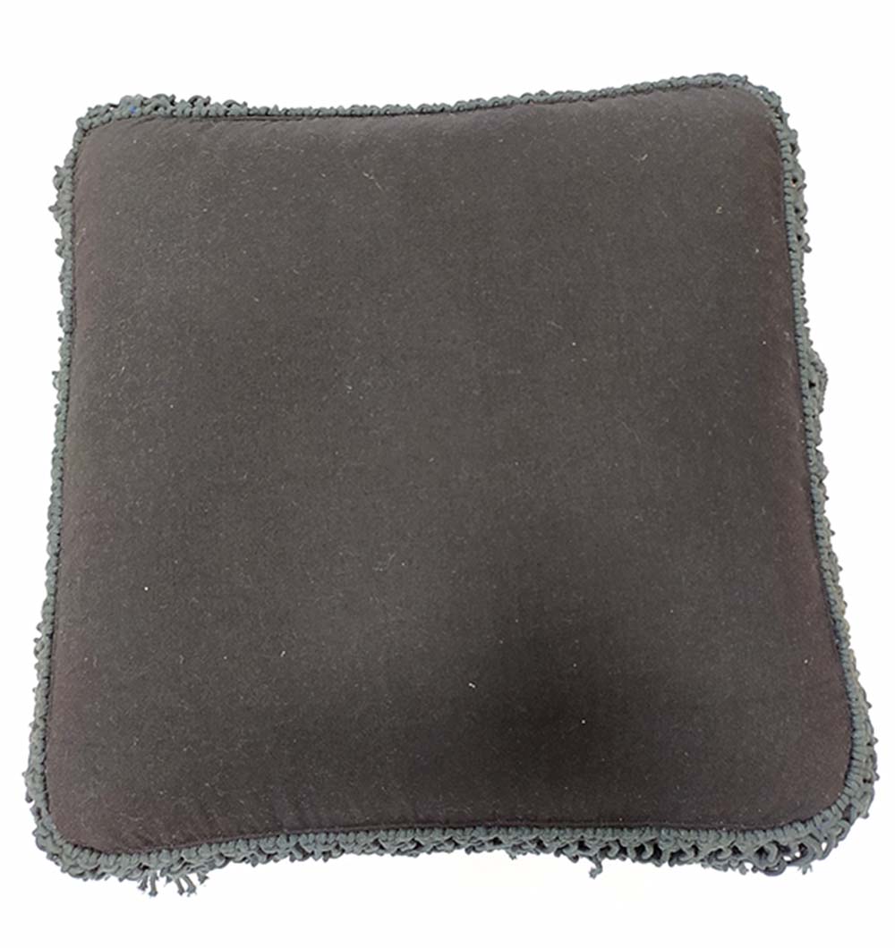 Black Cotton Pouf With Fringes PF-044