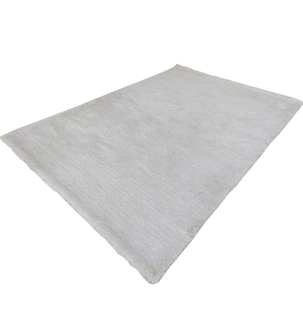 White Handmade Shaggy Rug For Home Decor SNR-01