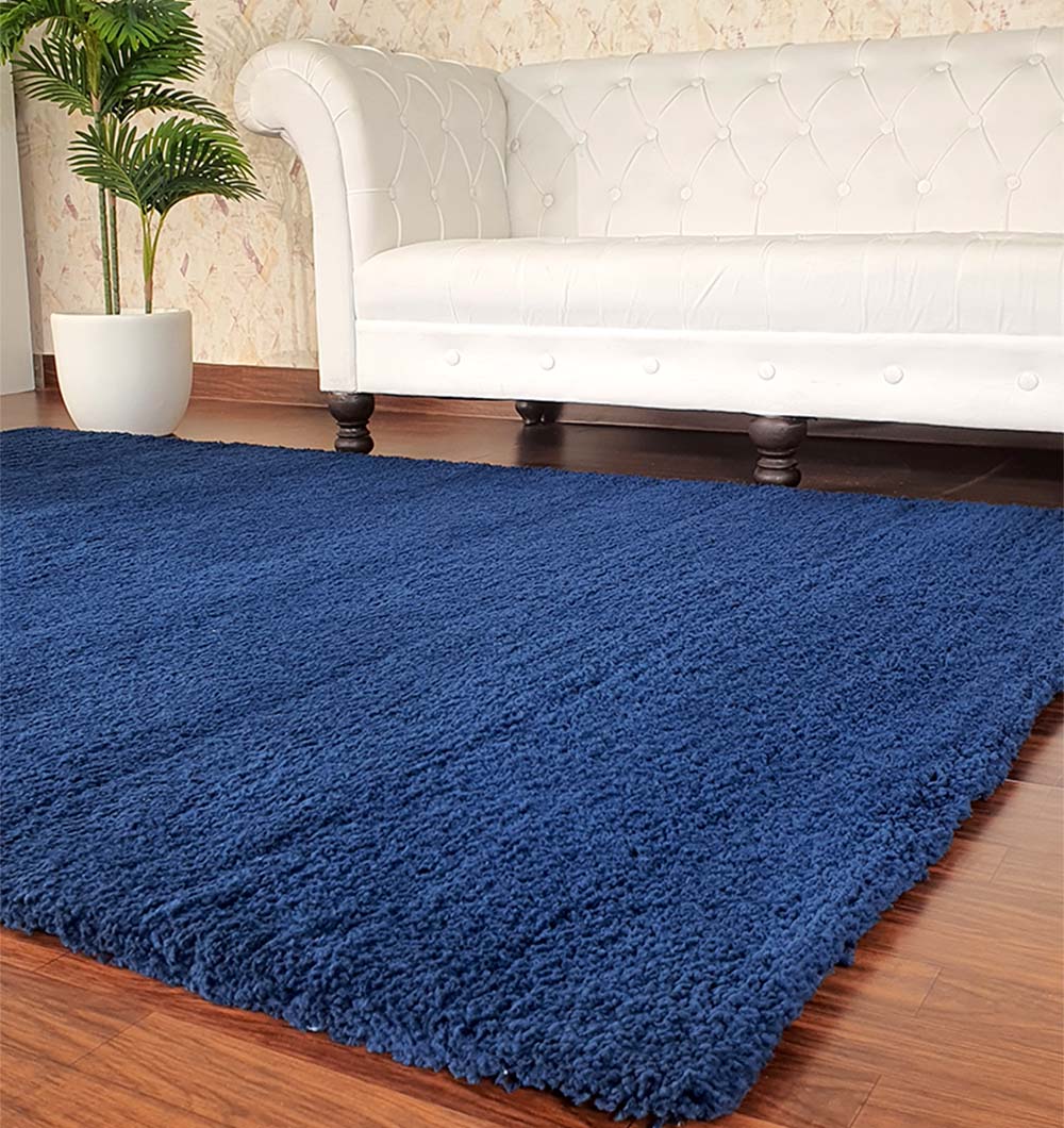 Navy Blue Handmade Shaggy Rug For Livingroom SNR-10