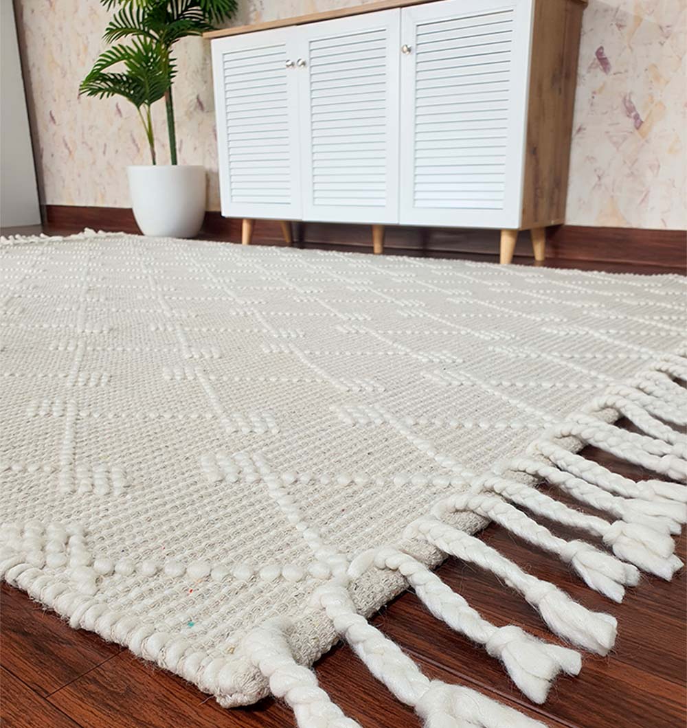 Designer Room Woven Rug Wool & Cotton Natural Color SRN-005