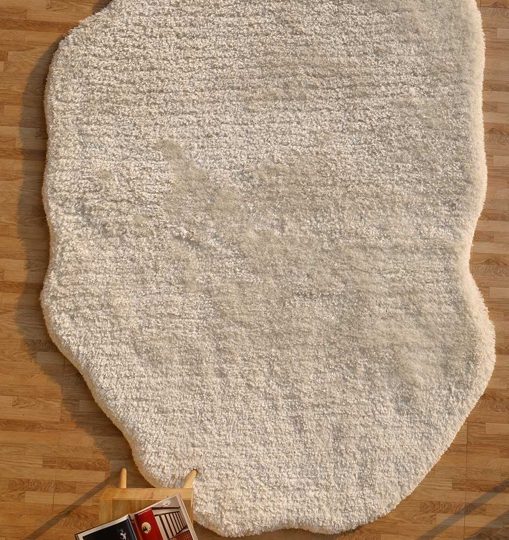 Handmade soft and comfort shaggy rug SG-010 White Irregular color area rug