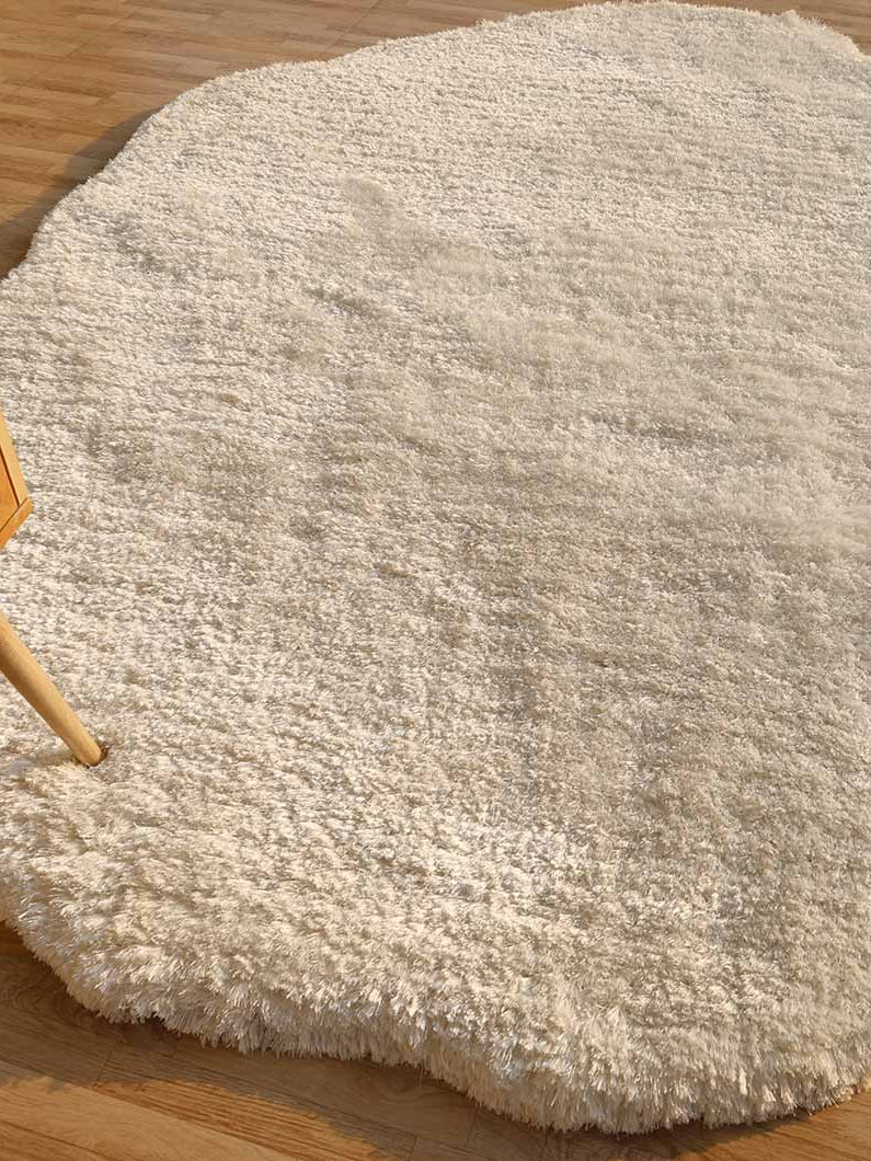 Handmade soft and comfort shaggy rug SG-010 White Irregular color area rug