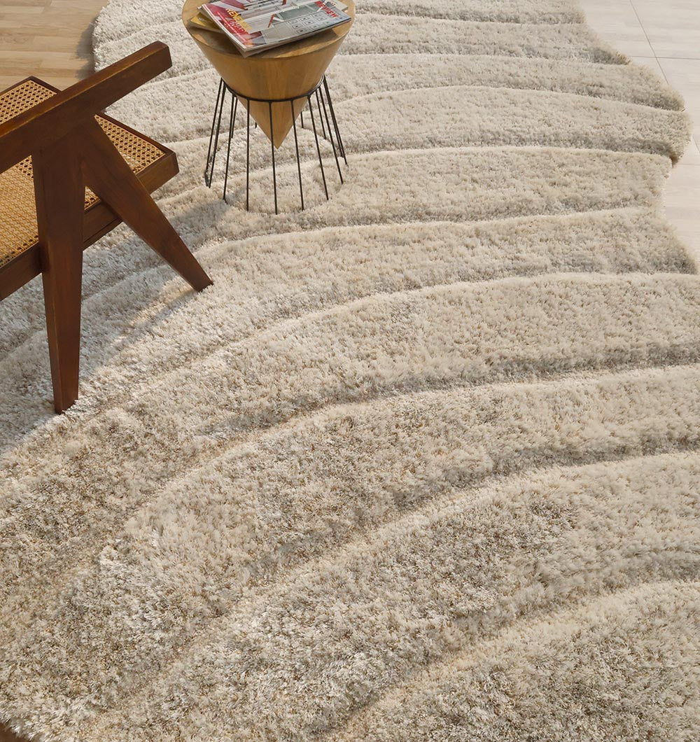 Side close-up highlighting the durable, handmade construction and the thickness of the plush pile fibers.