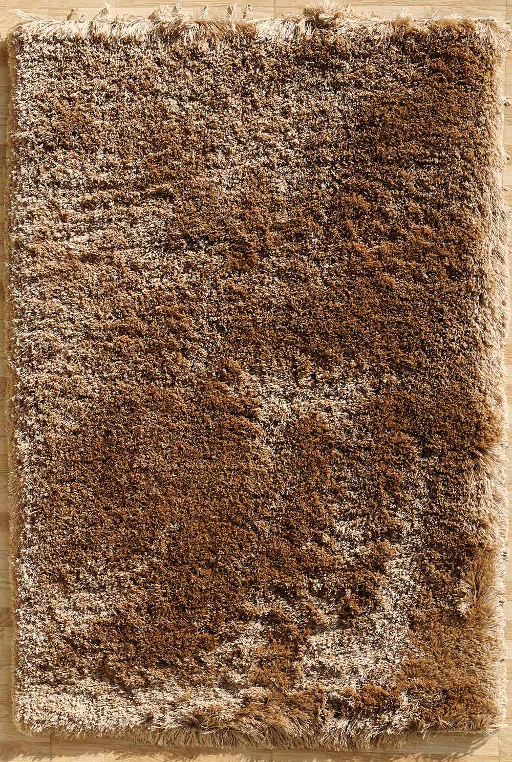 Main product image of the rectangular brown shaggy rug, featuring a modern design for softness and durability in any room.