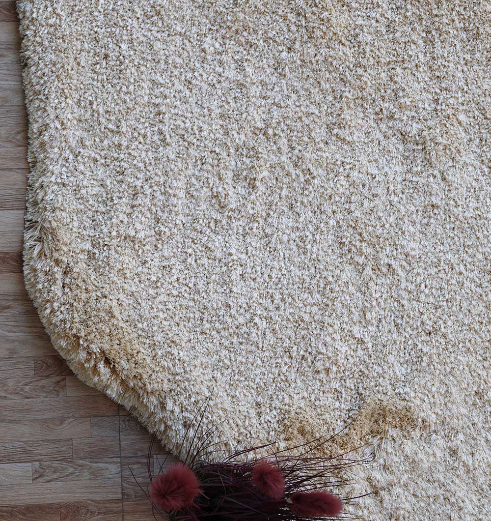 Golden Plush Round & Irregular Rug – Soft Modern Shag Carpet SG-026