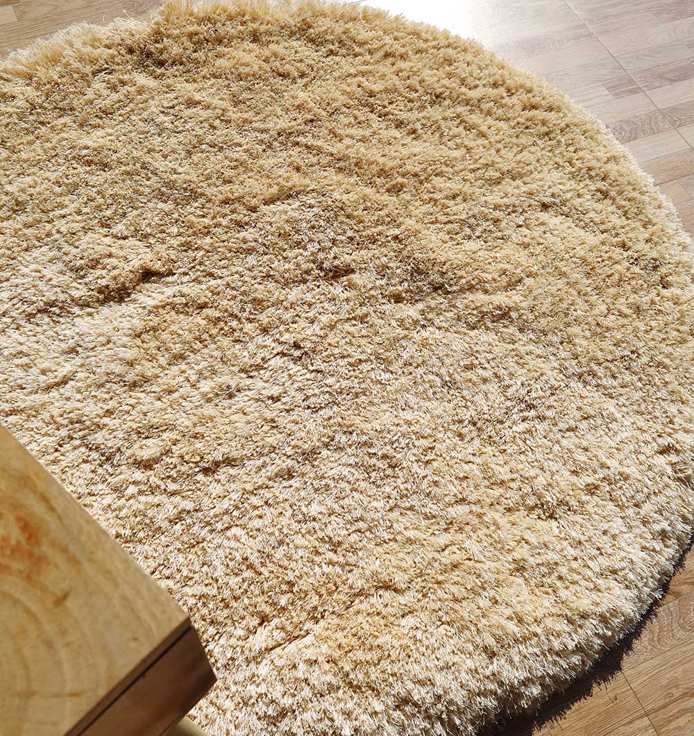 Irregular And Round Gold Color Plush Rug – Modern Shaggy Design SG-026