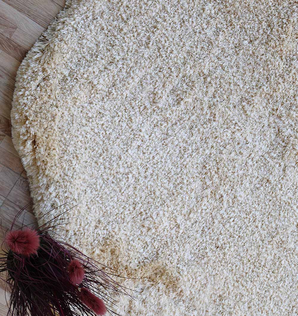 Golden Plush Round & Irregular Rug – Soft Modern Shag Carpet SG-026