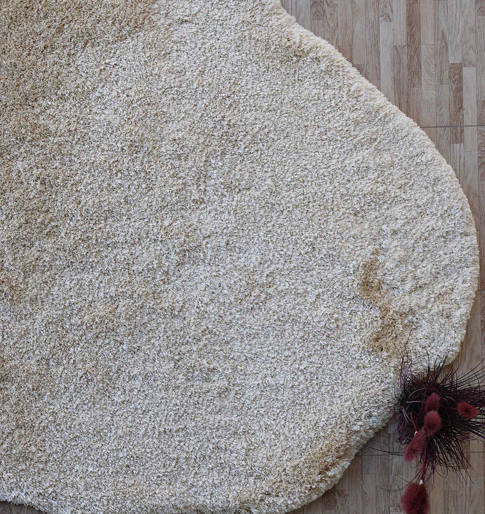 Golden Plush Round & Irregular Rug – Soft Modern Shag Carpet SG-026