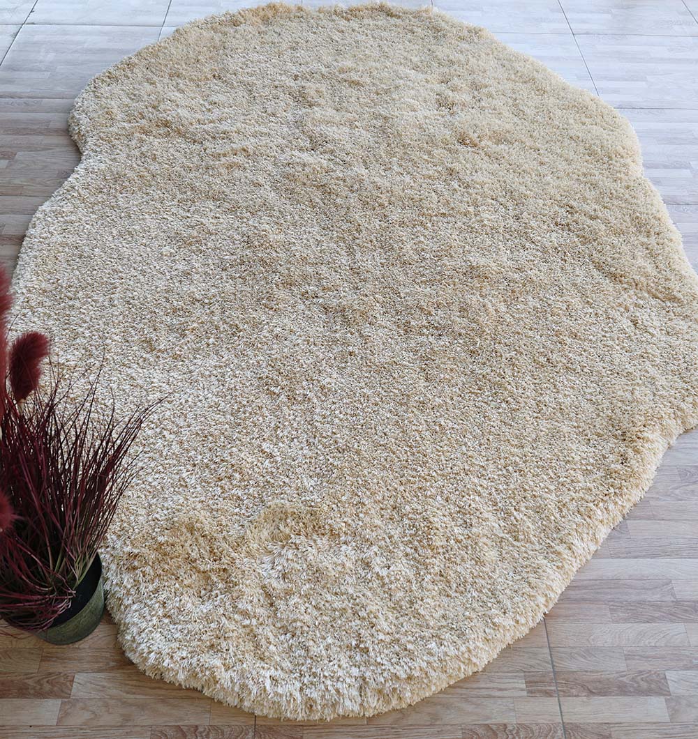 Golden Plush Round & Irregular Rug – Soft Modern Shag Carpet SG-026